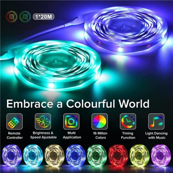 65.6ft Smart Music Sync Color Changing Led Light Strips - Picture 2 of 14